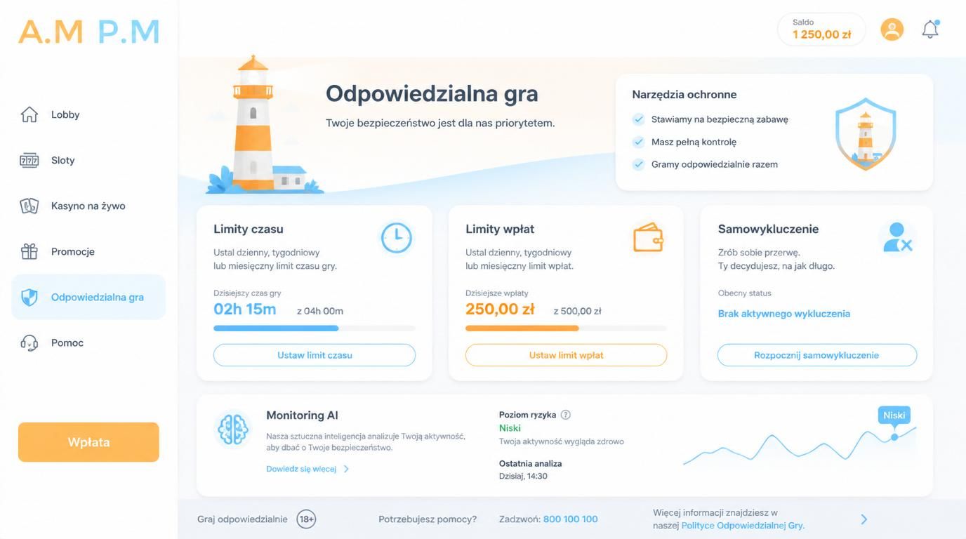 Ekran z ustawieniami limitów i odpowiedzialnej gry