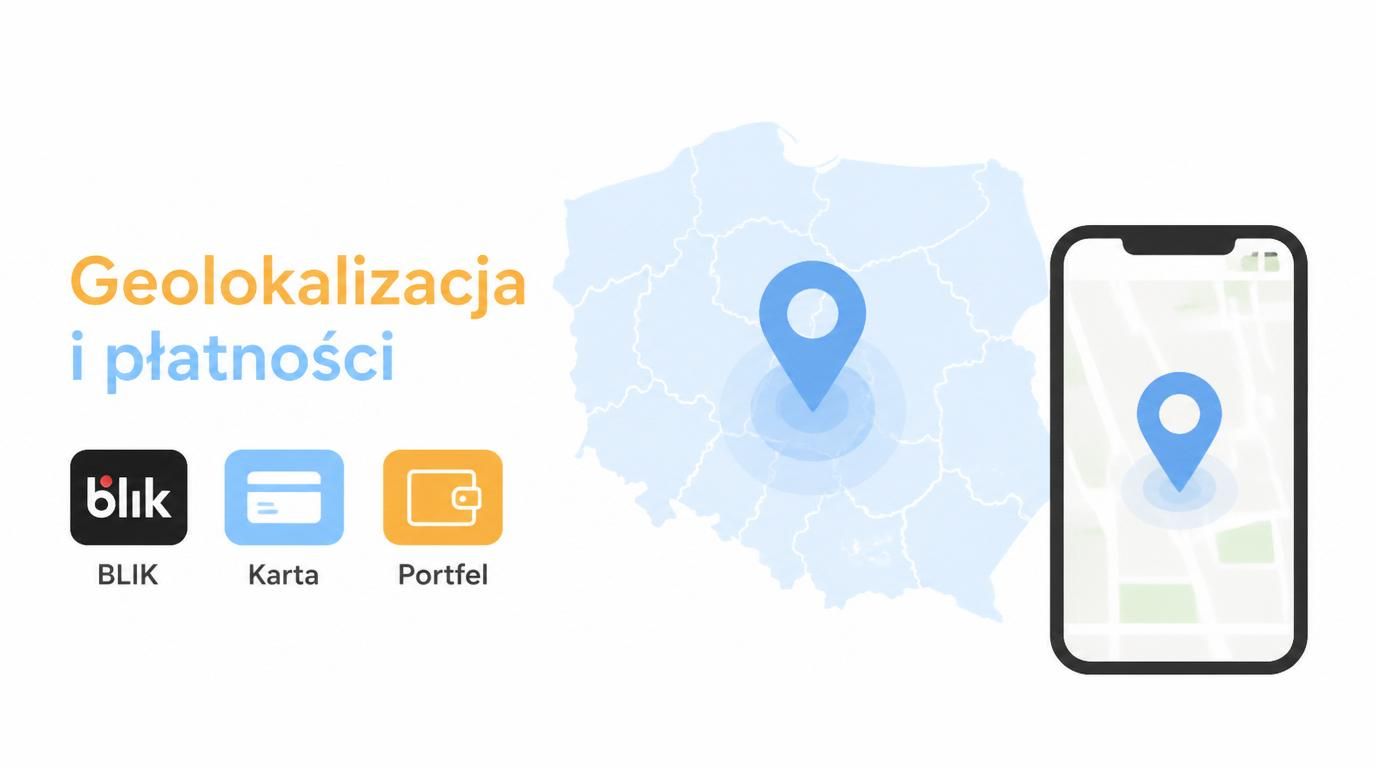Lokalizacja + metody płatności w aplikacji